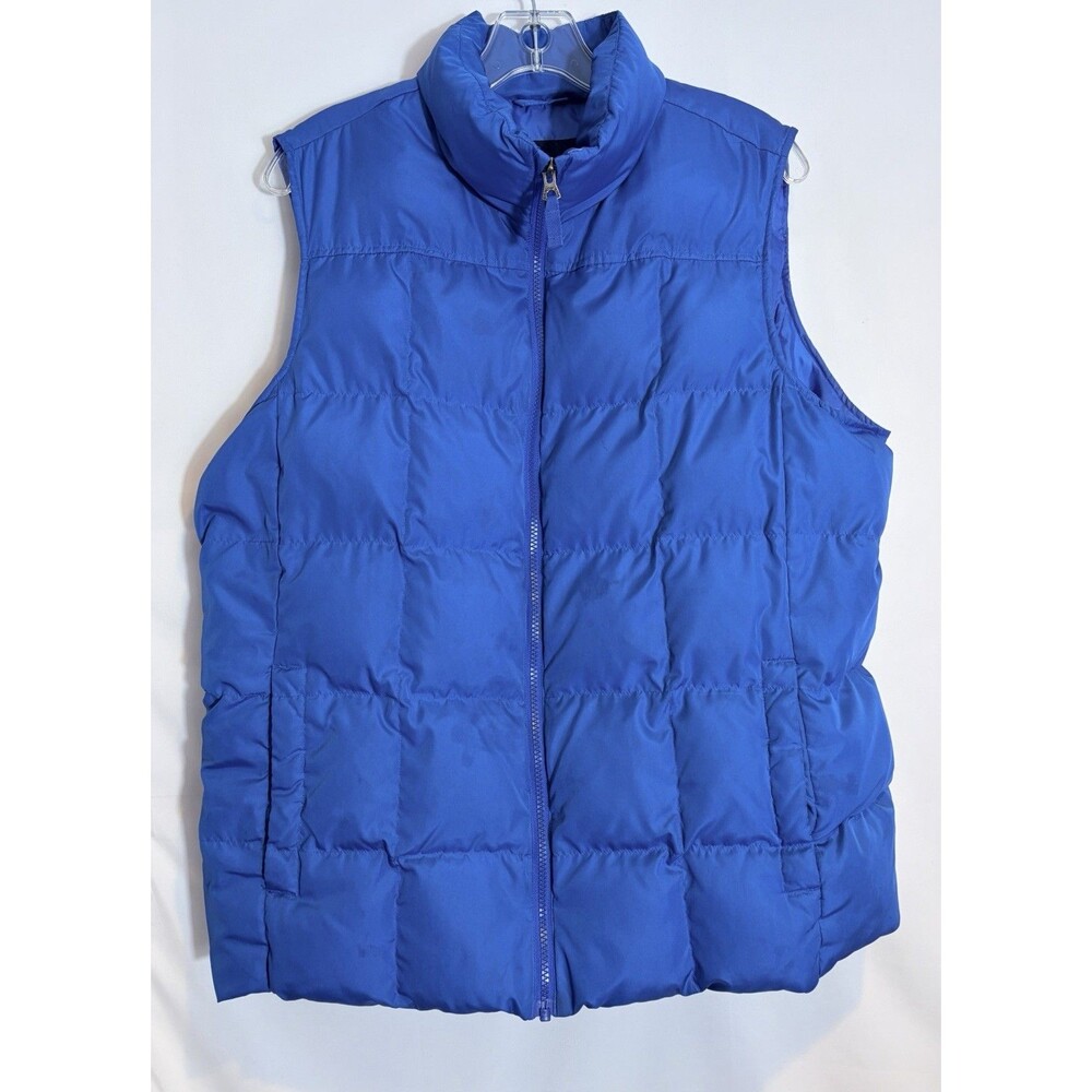 Lands End Teal Women’s Down Puffer Vest XL 18 Quilted Full Zip